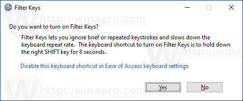 Enable and Disable Filter Keys